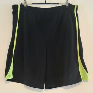 Avia Men's Athletic Black Shorts with Neon Green Stripes